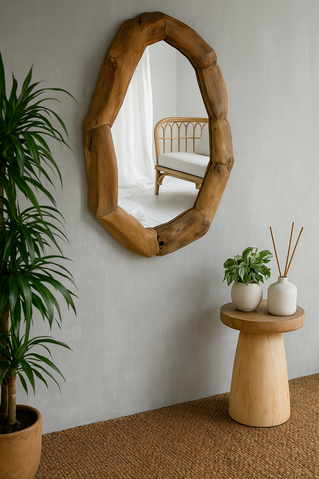 Dubai Coastal Luxury Furniture - Solid Recycled Teakwood Mirror. Coastal Living for Dubai luxury homes, villas and hotels.