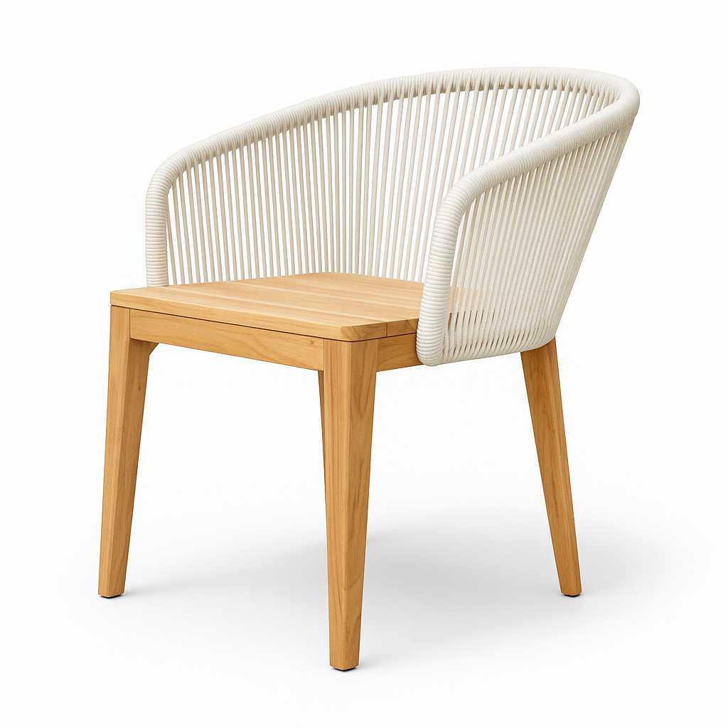 Dubai Modern Luxury Home Furniture - Handcrafted Teakwood Dining Chair. Coastal luxury furniture for Dubai luxury homes, villas and hotels.